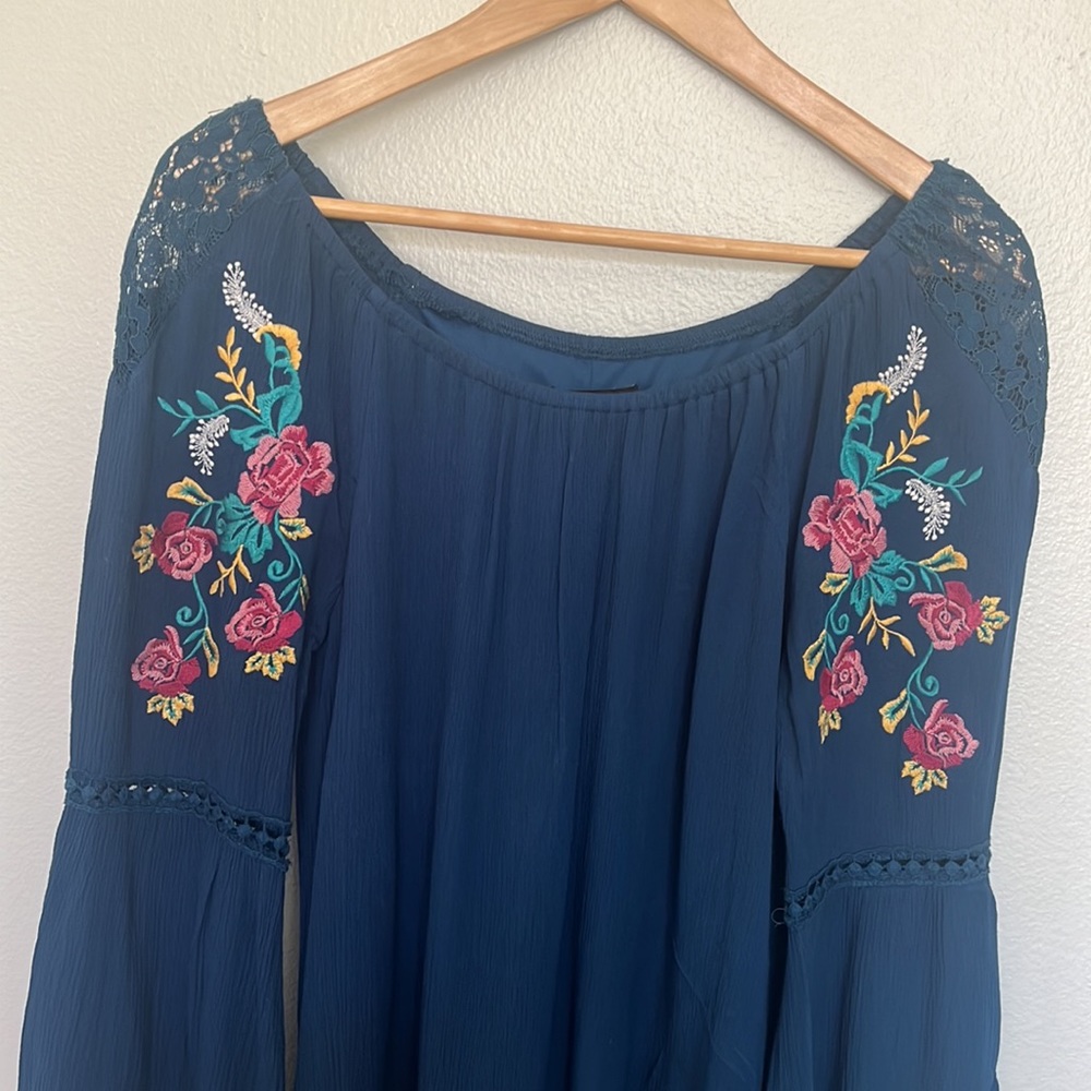 Blue Embroidered Dress - Picture 2 of 6